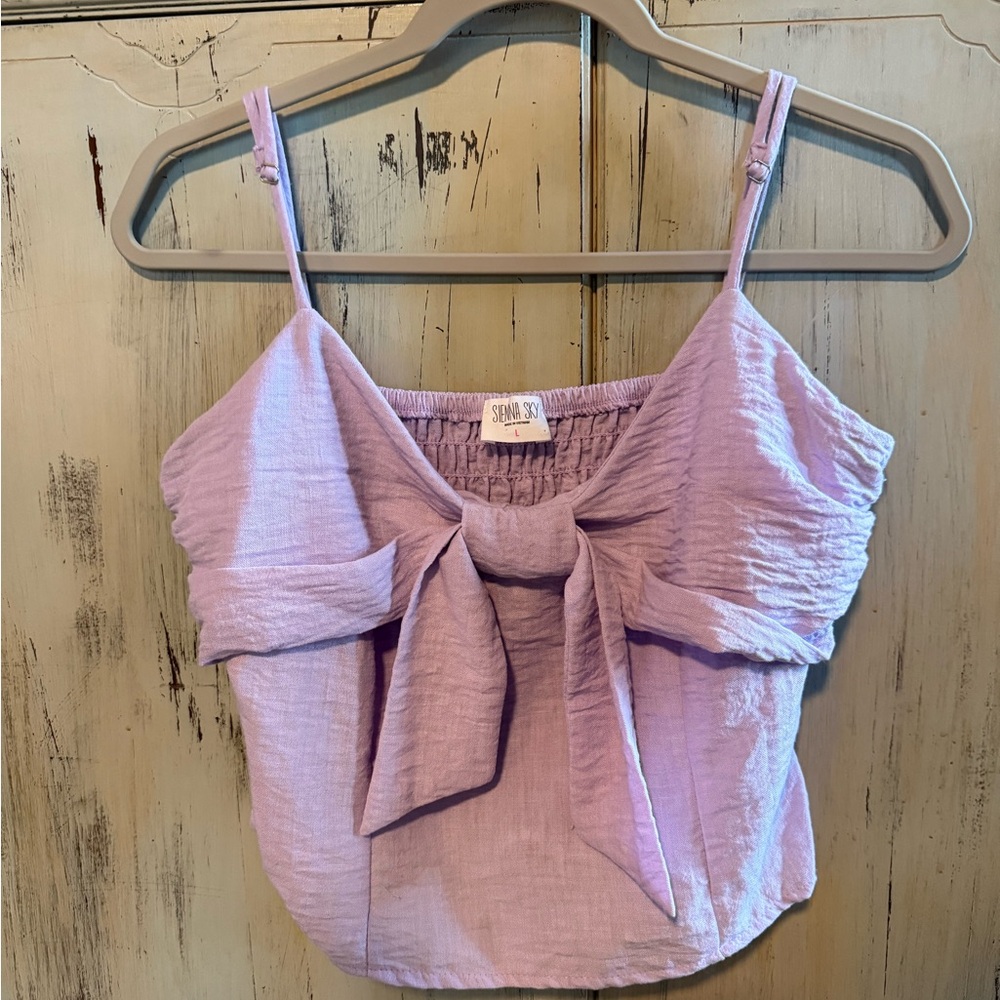 Elegant Lavender Bow Crop Top by Sienna Sky